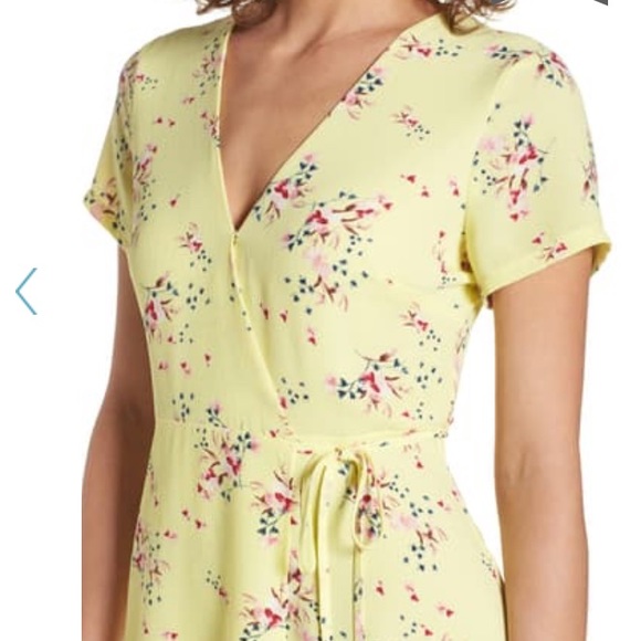 Lush | Dresses | Lush Yellow Floral Wrap Dress In Xs | Poshmark